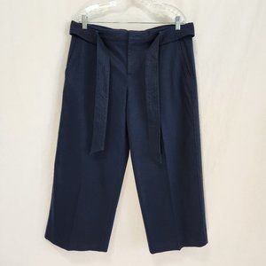 BANANA REPUBLIC Trendy Navy Wide Leg Crop Preppy Belted Pants Size 12 New NO Tag